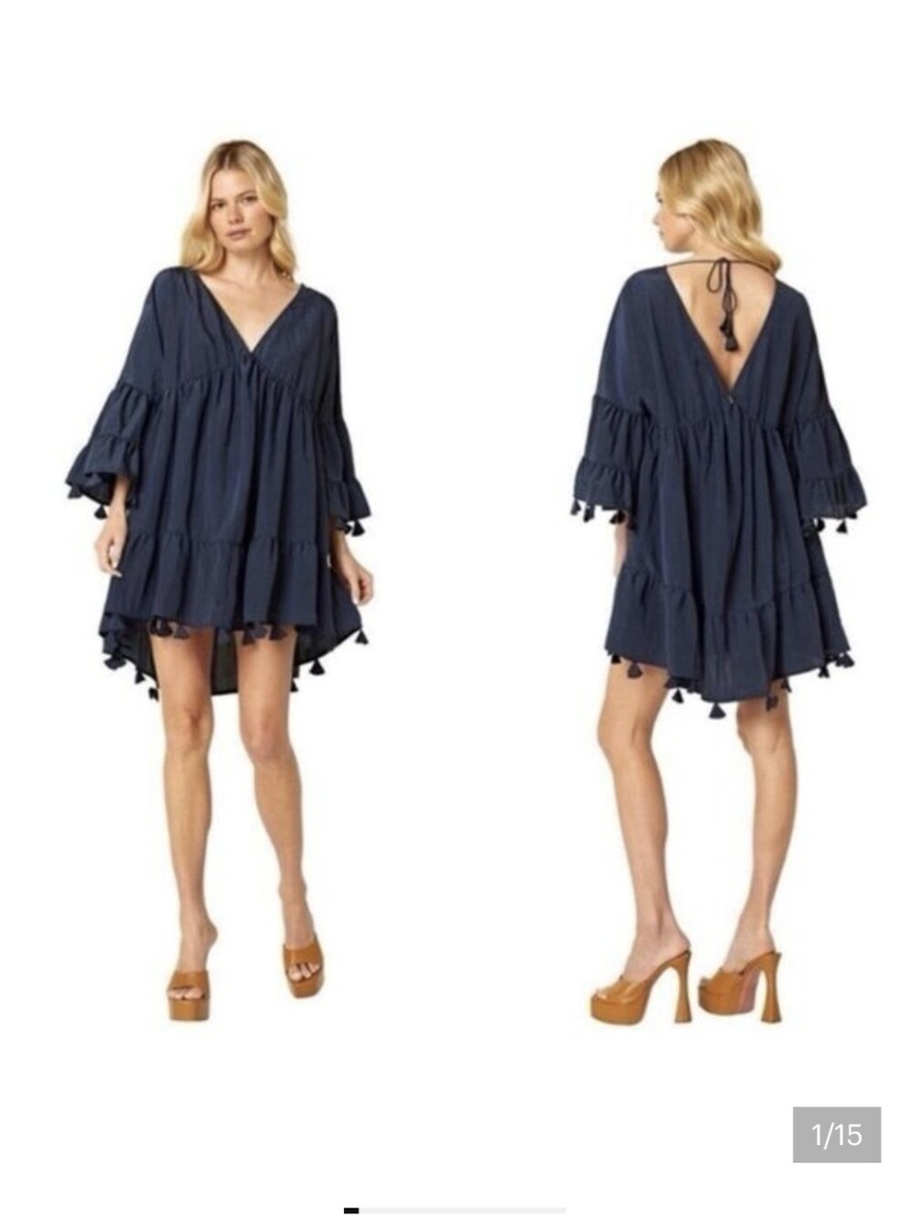 Misa Mahtab Crinkle Bell Sleeve Babydoll Dress